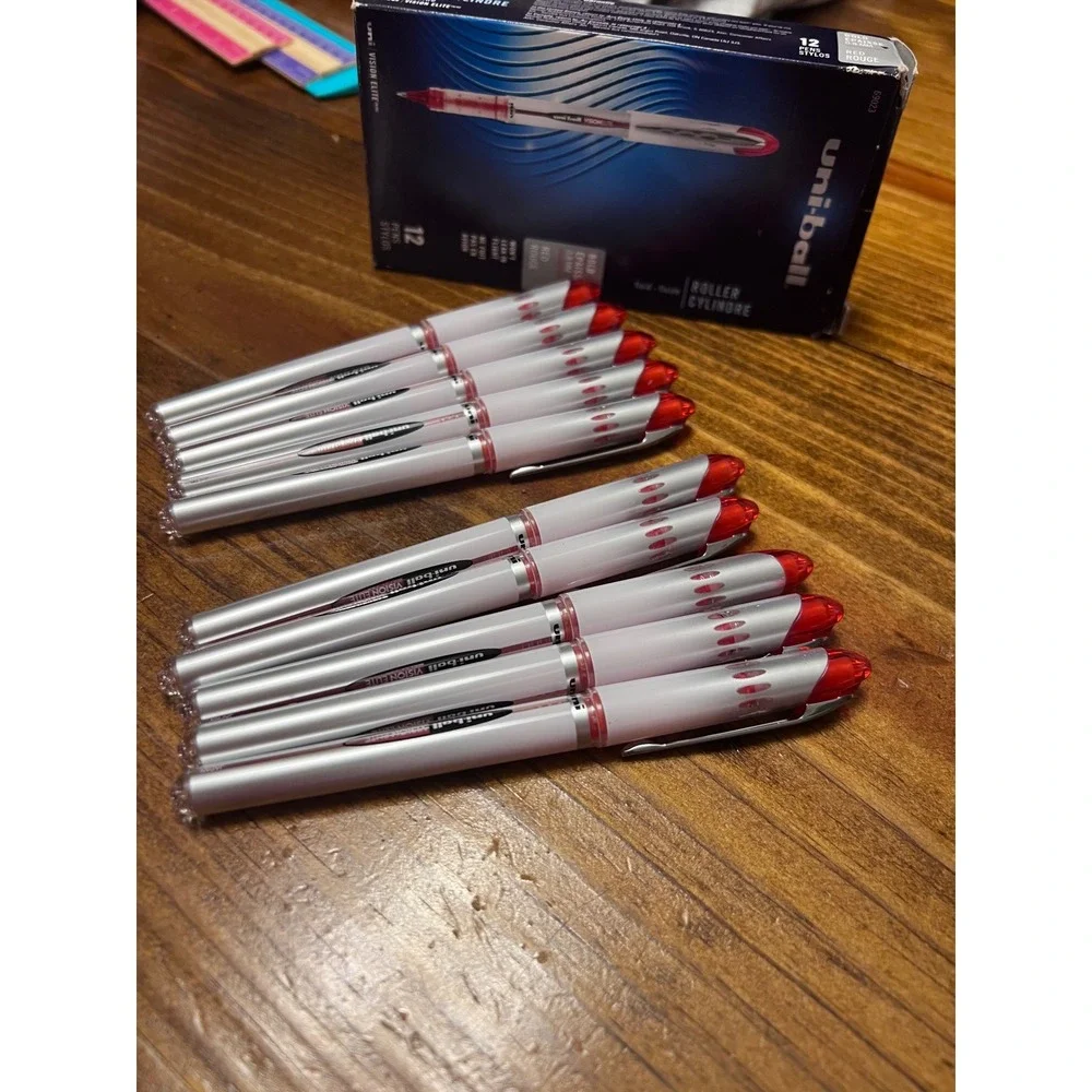 Uni-ball Vision Elite Rollerball Pens Red Bold 0.8mm 10 Count New (W/ 12 ct Box)